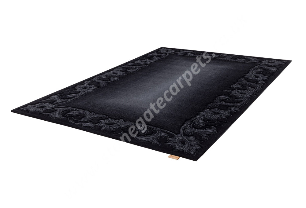 Agnella Rugs Opal MARIE Black - Cut Pile with Carving - 100%  New Zealand Wool - Free Delivery