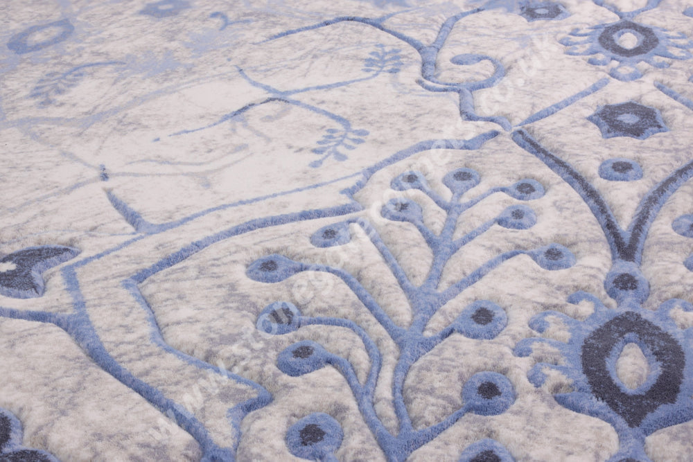Agnella Rugs Opal PABLA Blue - Cut Pile with Carving - 100%  New Zealand Wool - Free Delivery