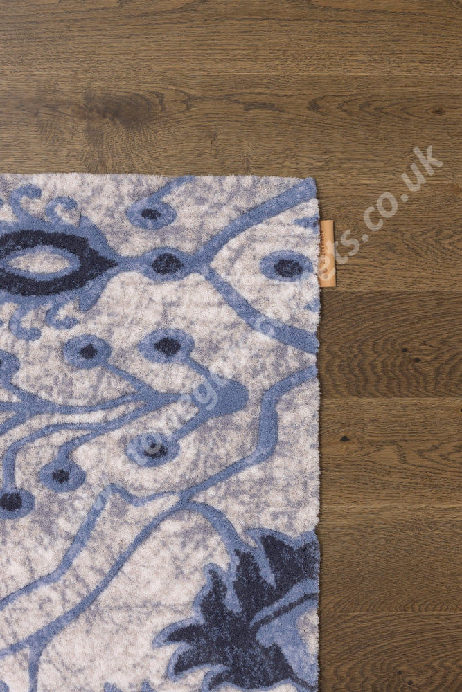 Agnella Rugs Opal PABLA Blue - Cut Pile with Carving - 100%  New Zealand Wool - Free Delivery