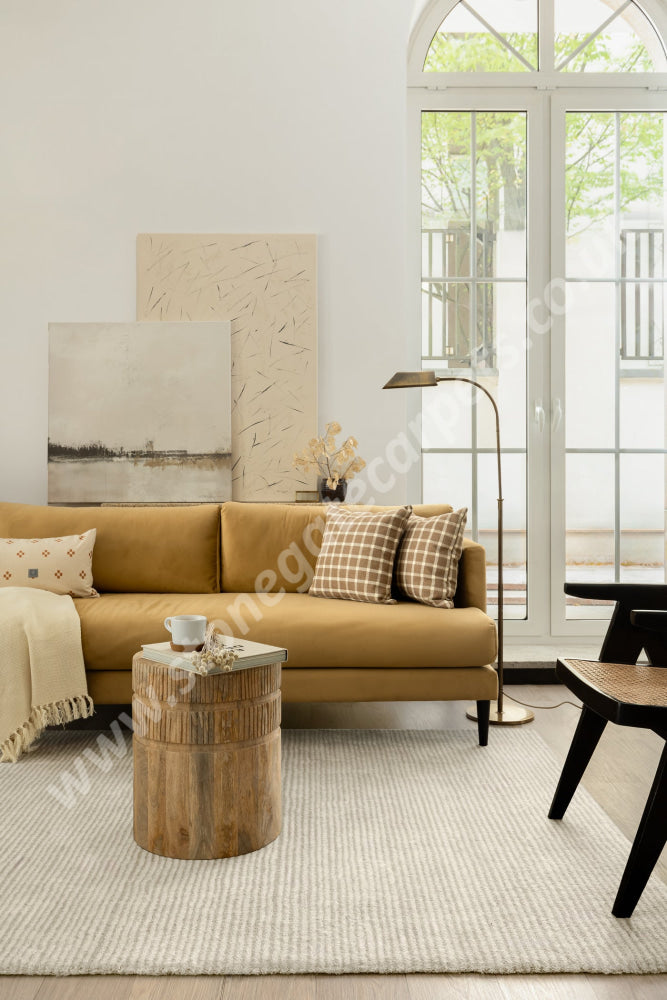 Agnella Rugs House Loves Calisia RIBS Beige - 100% New Zealand Wool - Free Delivery