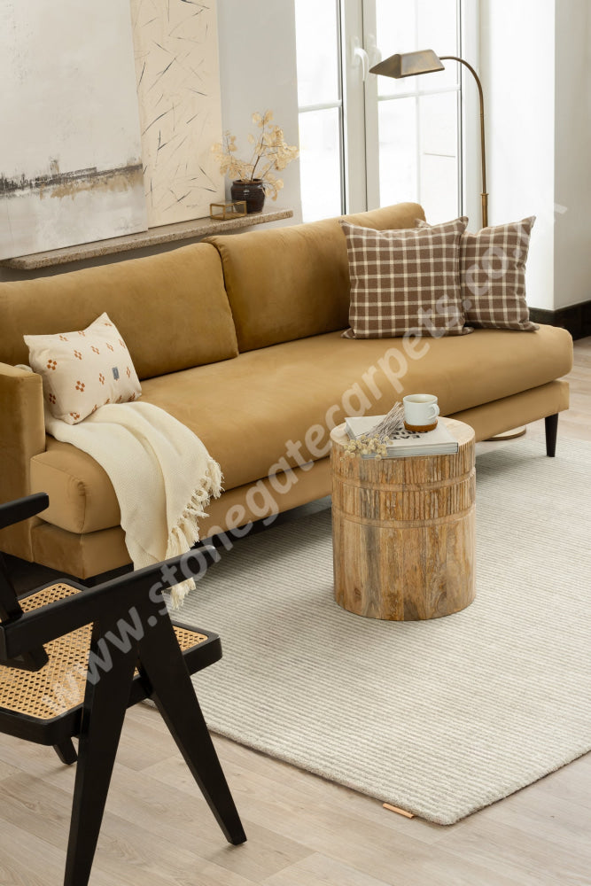 Agnella Rugs House Loves Calisia RIBS Beige - 100% New Zealand Wool - Free Delivery