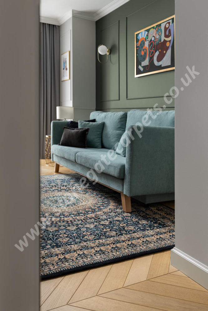 Agnella Rugs Agnus TRUBADUR Navy Blue - 100% New Zealand Wool - Free Delivery