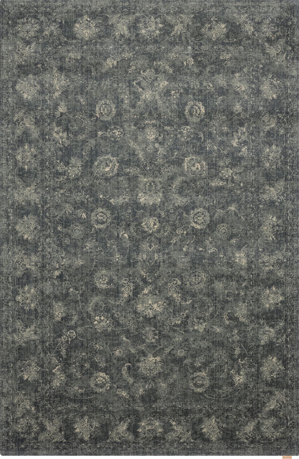 Agnella Rugs House Loves Calisia VINTAGE Flora Graphite - 100% Undyed New Zealand Wool - Free Delivery