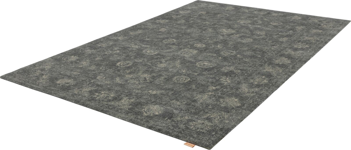 Agnella Rugs House Loves Calisia VINTAGE Flora Graphite - 100% Undyed New Zealand Wool - Free Delivery