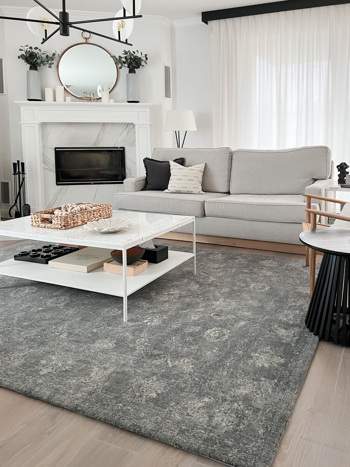 Agnella Rugs House Loves Calisia VINTAGE Flora Graphite - 100% Undyed New Zealand Wool - Free Delivery