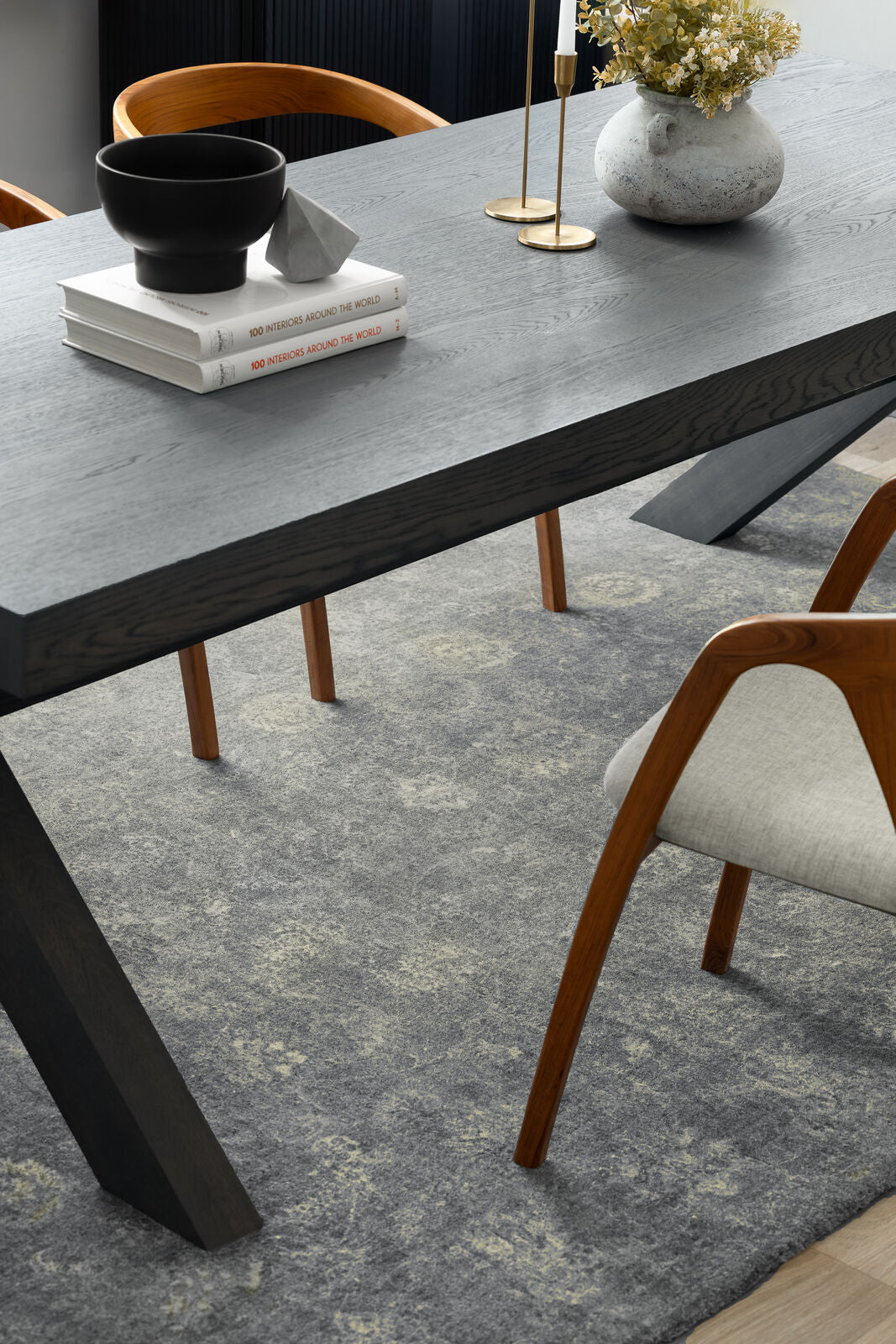 Agnella Rugs House Loves Calisia VINTAGE Bell Graphite - 100% Undyed New Zealand Wool - Free Delivery