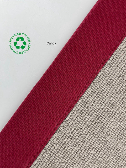 Taped Edging - Basketweave - Candy Fibre - Cotton Recycled
Width - 120mm +/-
Use - Residential