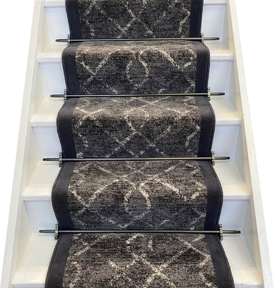 Ulster Carpets Vescent Nexus Onyx & Ulster Velvet Charcoal Stair Runner (per linear metre)