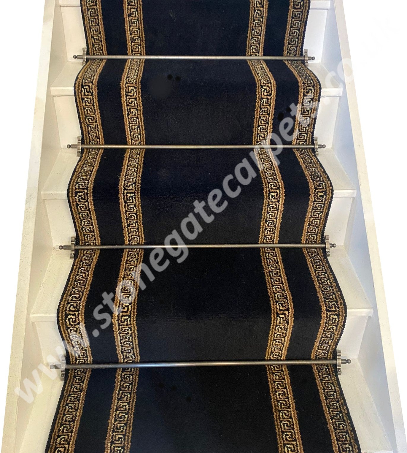 Ulster Carpets Athenia Black 91/2711 with Black Spider Rope Edging Stair Runner (Per Linear Metre)