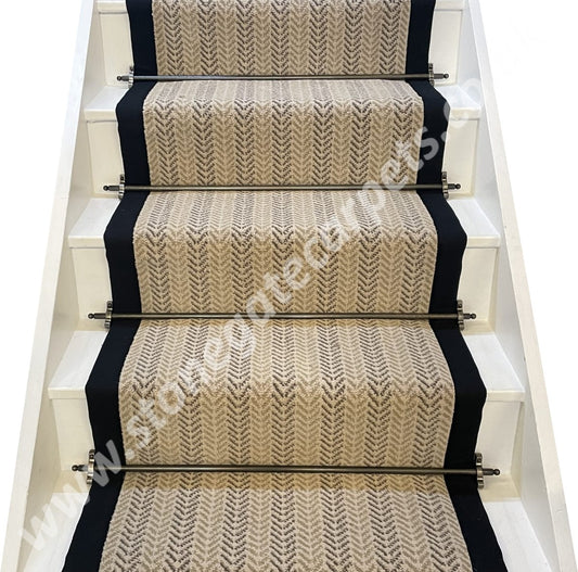 Ulster Carpets Boho Hemmingway Honesty & Black Herringbone Tape Stair Runner (Per Linear Metre) (Copy)