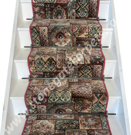 Ulster Carpets Glenavy Persian Garden Stair Runner with choice of adding bespoke border or overlocking colour (Per Linear Metre)