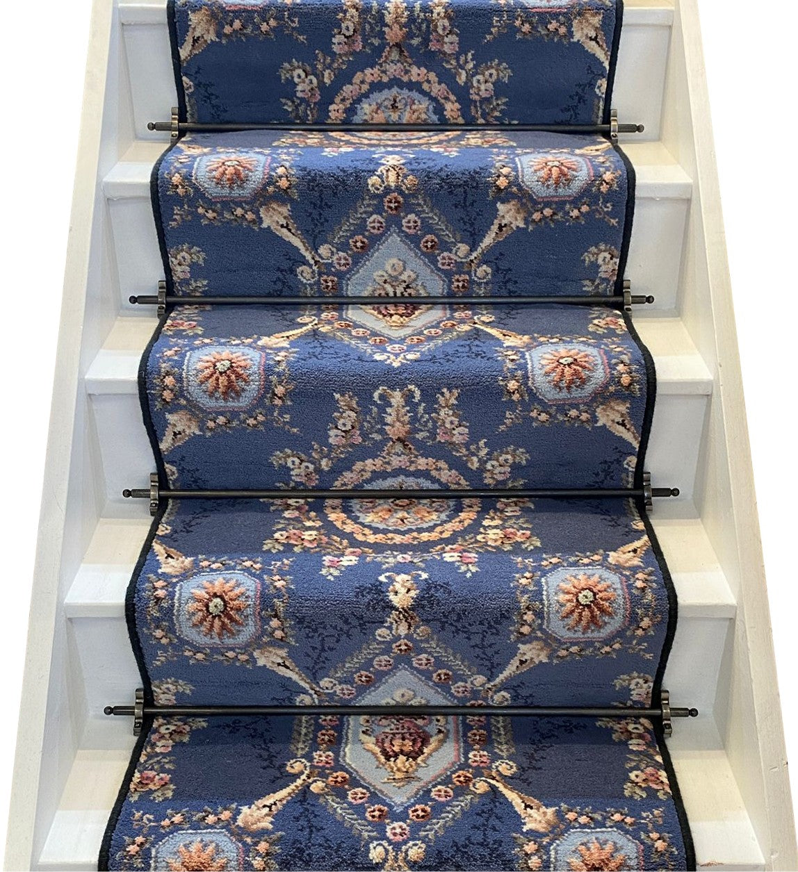 Ulster Carpets Glendun Blue Lorenzo Stair Runner with choice of adding bespoke border or overlocking colour (per linear metre)