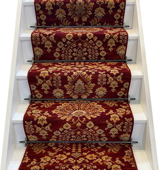 Ulster Carpets Glendun Red Sultan Stair Runner with choice of adding bespoke border or overlocking colour (Per Linear Metre)