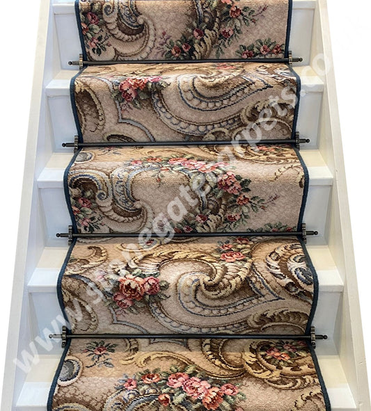 Ulster Carpets Glenmoy Madame Pompadour Stair Runner with choice of adding bespoke border or overlocking colour (per linear metre)