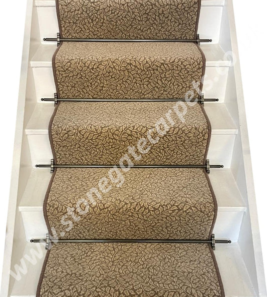 Ulster Carpets Natural Choice Patterns Rowan Fawn Stair Runner with choice of adding bespoke border or overlocking colour (Per Linear Metre)