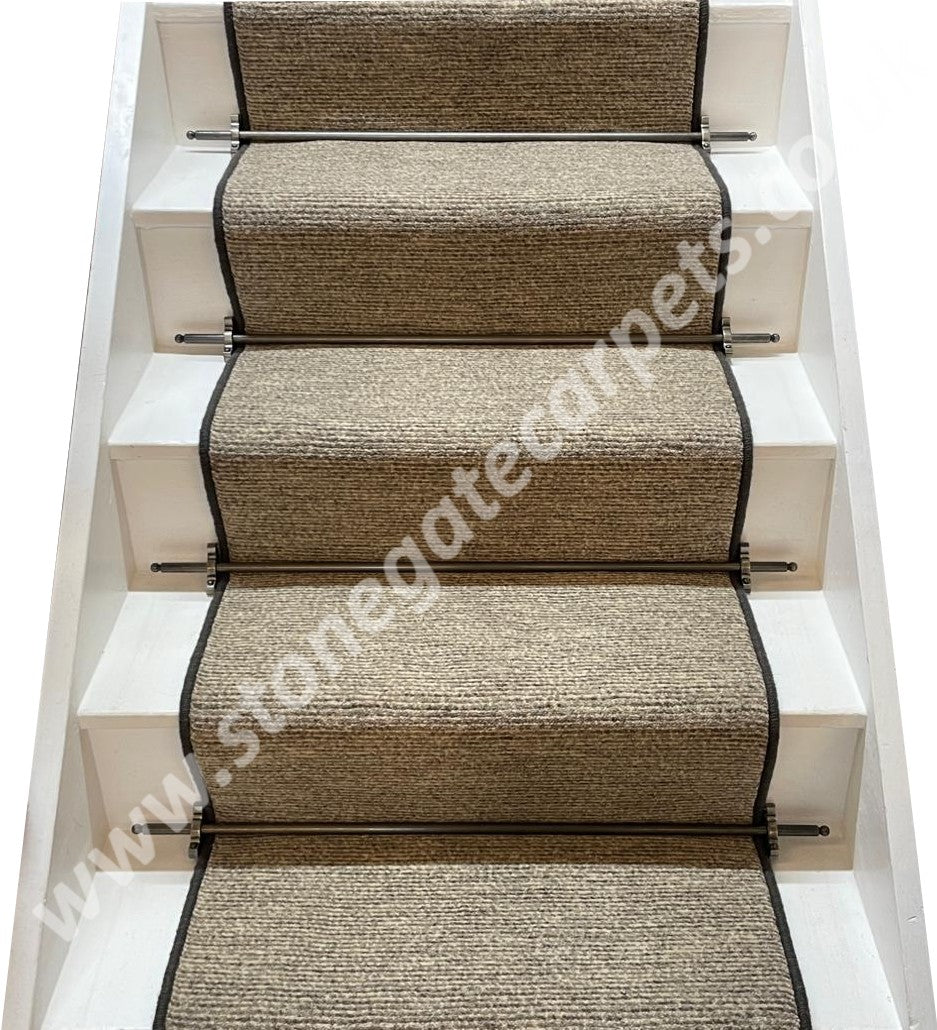 Ulster Carpets Natural Choice Patterns Chenile Fawn Stair Runner with choice of adding bespoke border or overlocking colour (Per Linear Metre)