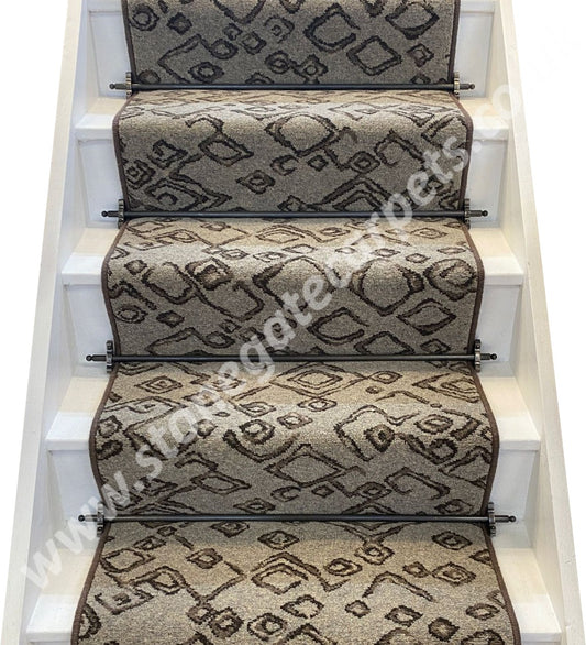 Ulster Carpets Natural Choice Patterns Batik Stair Runner with choice of adding bespoke border or overlocking colour (per linear metre)