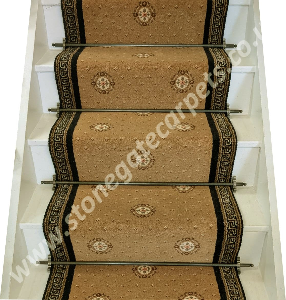 Ulster Carpets Sheriden Florence Gold Cameo & Athenia Black Border With Black Spider Rope Stair Runner (Per Linear Metre) LOW STOCK (Copy)