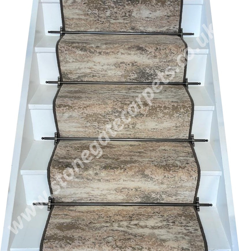 Ulster Carpets Watercolours Mineral Savannah Stair Runner with choice of adding bespoke border or overlocking colour (Per Linear Metre)