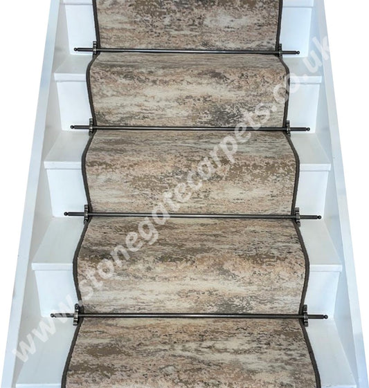 Ulster Carpets Watercolours Mineral Savannah Stair Runner with choice of adding bespoke border or overlocking colour (Per Linear Metre)