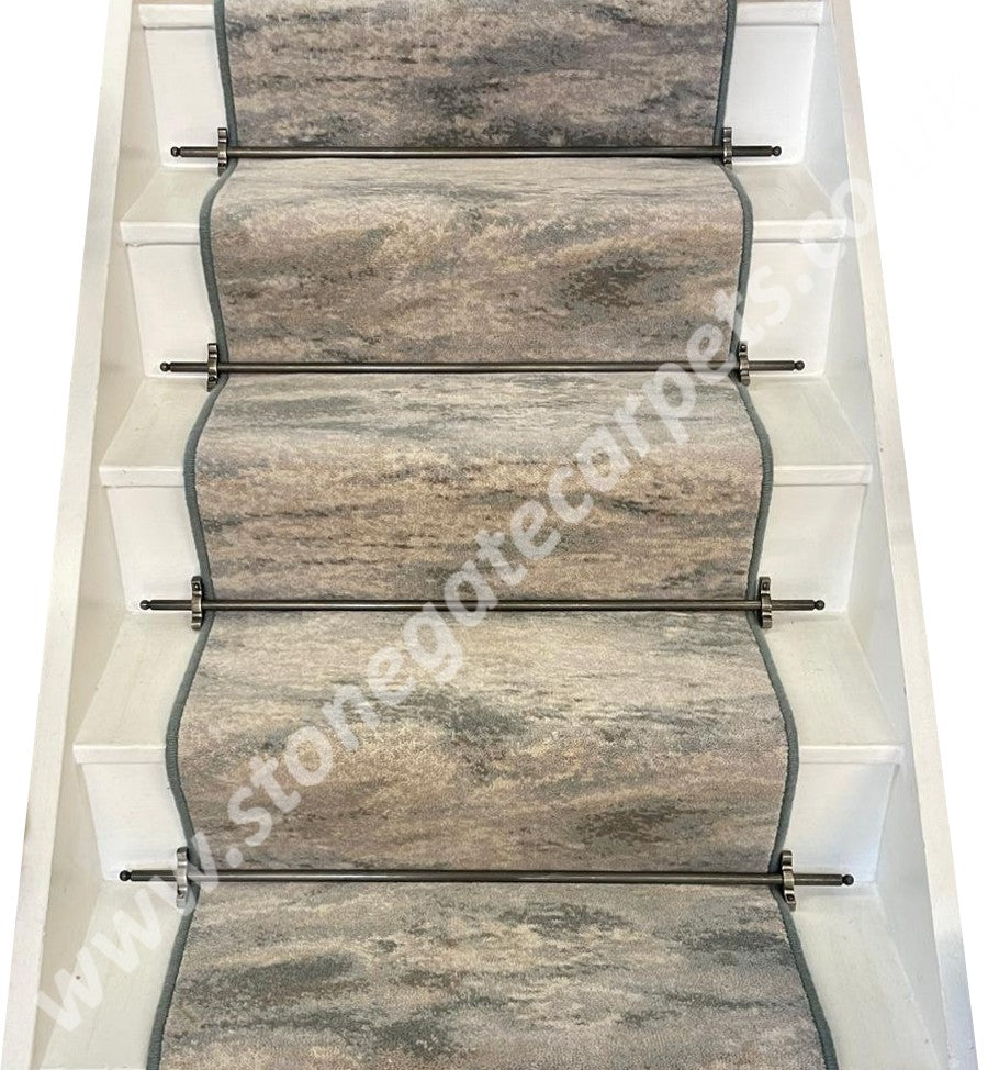 Ulster Carpets Watercolours Mineral Seaglass Stair Runner with choice of adding bespoke border or overlocking colour (Per Linear Metre)
