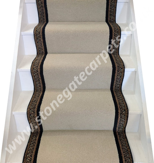 Ulster Carpets York Wilton Cotswold & Athenia Black Border With Black Spider Rope Stair Runner (Per Linear Metre)