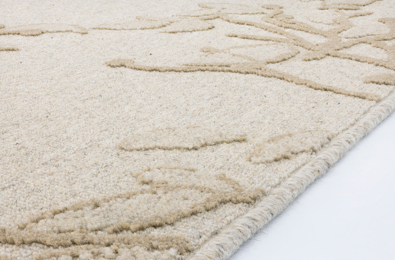 Agnella Rugs Noble FLORS Light Beige - 100% Undyed British Wool - Free Delivery