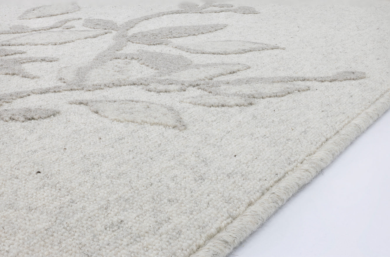 Agnella Rugs Noble FLORS Light Grey - 100% Undyed British Wool - Free Delivery