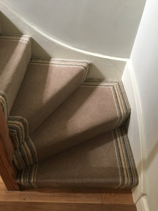 Ulster Carpets Grange Wilton Romney with Brintons Pure Living Retro Cord Fully Fitted Stair Carpet (Per Linear Metre)