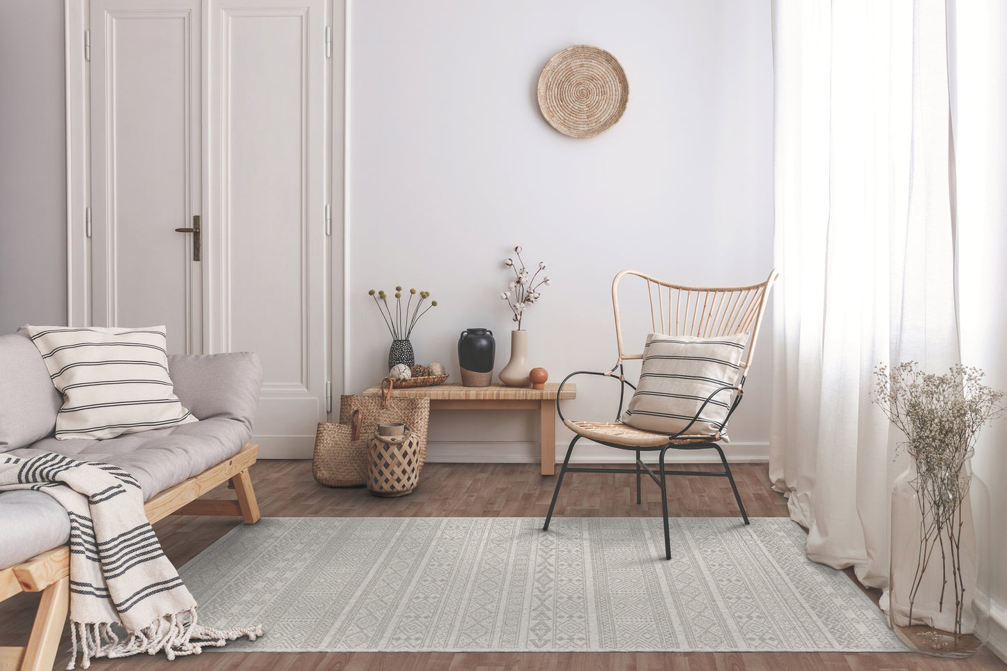 Agnella Rugs Noble PERA Light Grey - 100% Undyed British Wool - Free Delivery