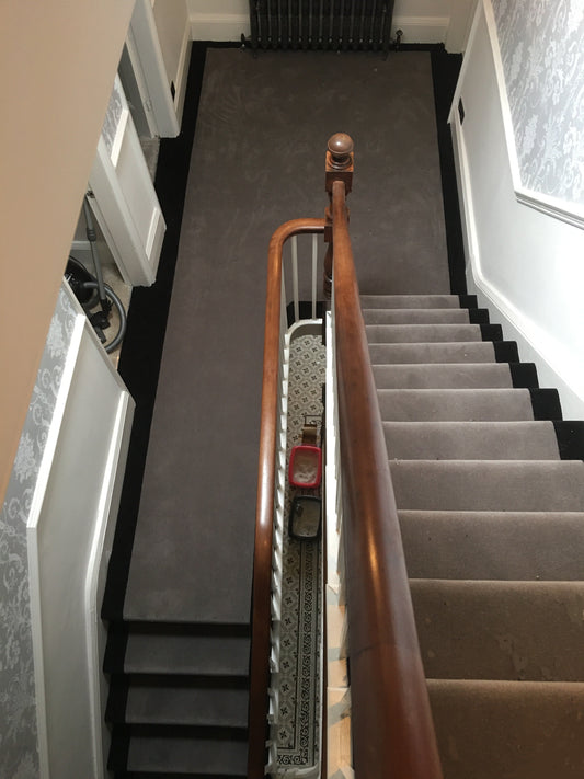 Ulster Carpets Ulster Velvet Elephant with Brintons True Velvet Jet Fully Fitted Stair Carpet (Per Linear Metre)