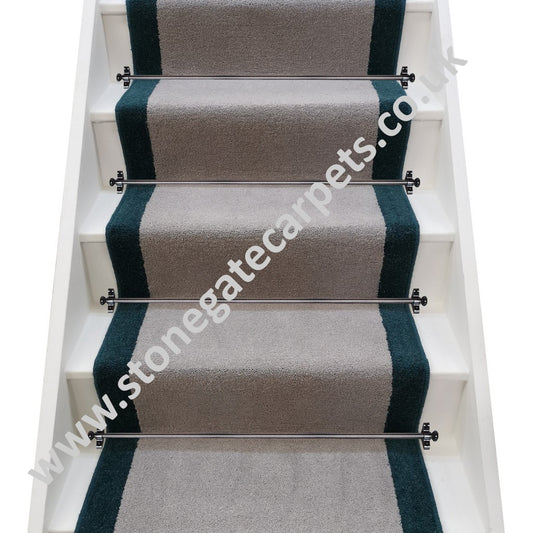 Axminster Carpets Devonia Plain French Grey & Bell Twist Peacock Stair Runner (per M)