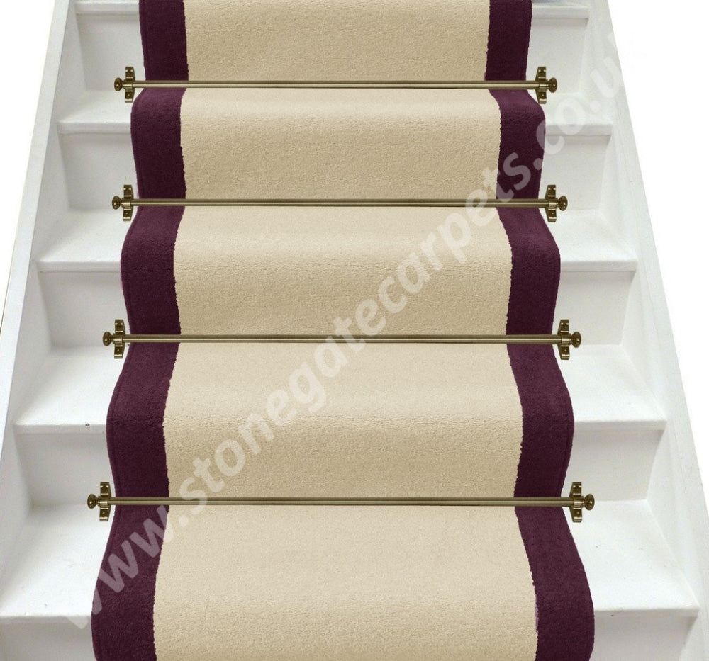 Axminster Carpets Devonia Plain Cream Tea & Hyacinth Stair Runner (Per M)
