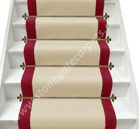 Axminster Carpets Devonia Plain Cream Tea & Rose Cottage Stair Runner (Per M)