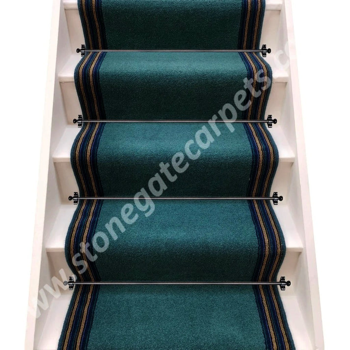 Brintons Carpets Peacock & Navy Lime Train Stripe Stair Runner (per M