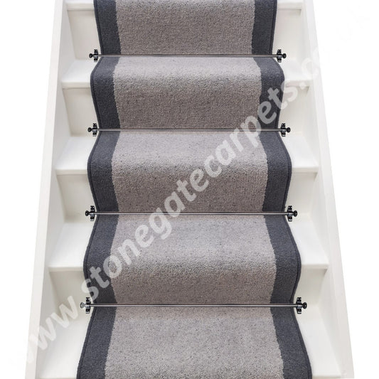 Brintons Carpets Bell Twist Chalk & Devonia Plains Discovery Grey Stair Runner (per M)