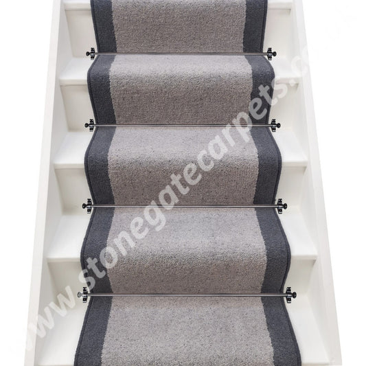 Brintons Carpets Bell Twist Chalk & Devonia Plains Discovery Grey Stair Runner (Per Linear Metre)