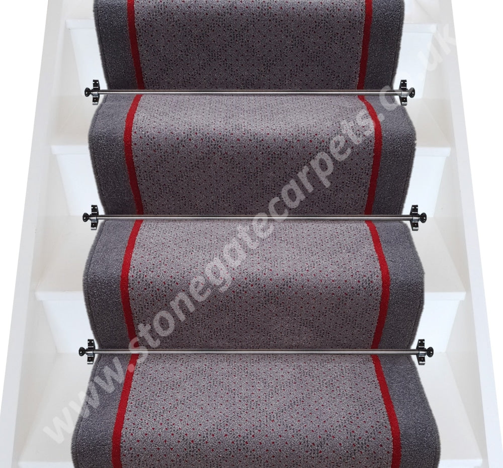 Axminster Carpets Poppy Field Geometric & Brintons Finepoint Rothko Red Twilight Stair Runner (Per
