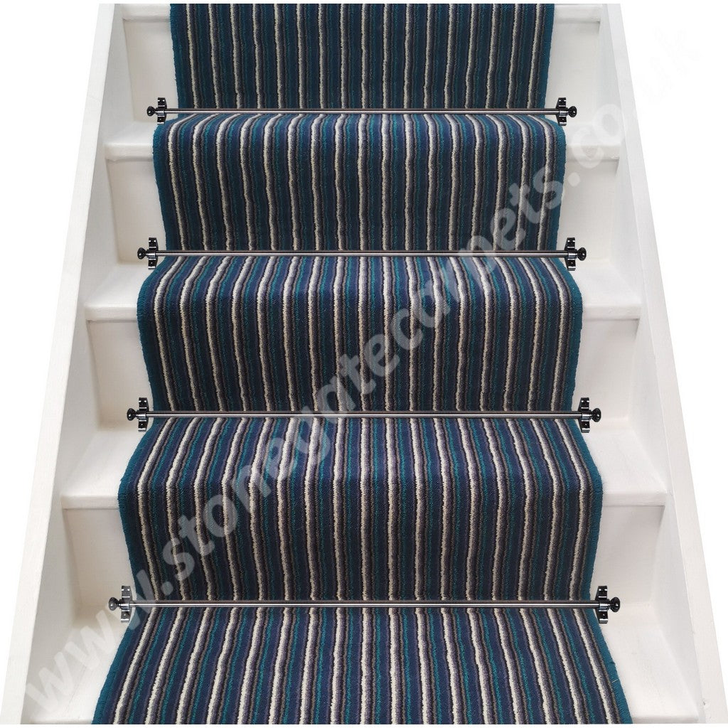 Axminster Carpets Navy & White Train Stripe Stair Runner (per M)