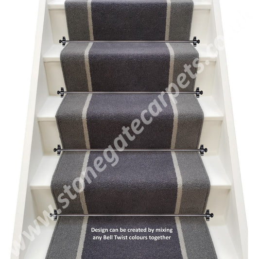 Brintons Bell Twist Twilight, Pumice & Flint Stair Runner (per M) LOW STOCK