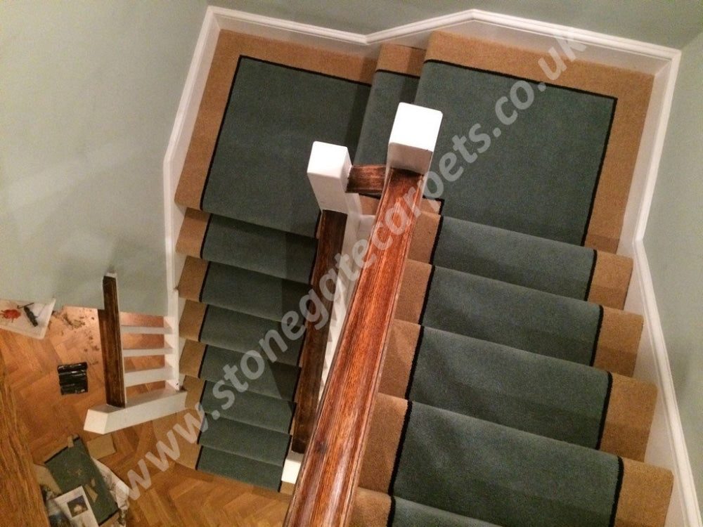 Brintons Carpets Bell Twist Aquatint Ebony & Egyptian Sand Fully Fitted Stair Carpet (Per M) Runner