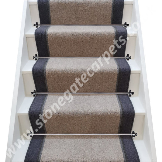 Brintons Bell Twist Chalk, Flint, Smoke & Twilight Stair Runner (Per Linear Metre)