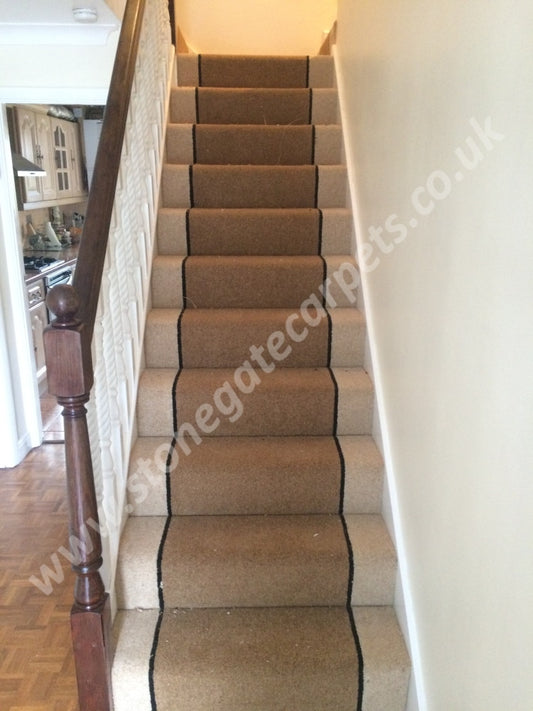 Brintons Carpets Bell Twist Coffee Ebony Barley Fully Fitted Stair Carpet (Per M) Runner
