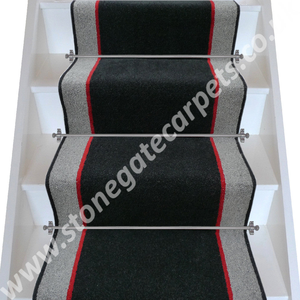 Brintons Carpets Bell Twist Ebony Manhattan Red Granite Stair Runner (per M)