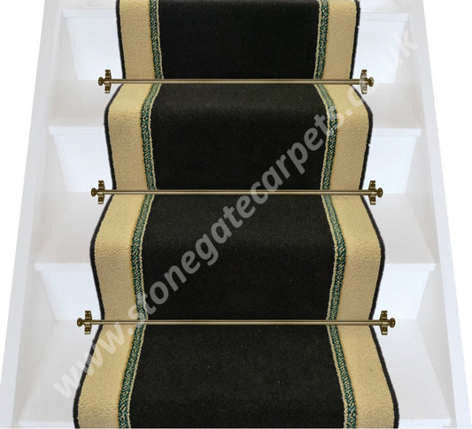 Brintons Carpets Bell Twist Ebony Sandstorm Emerald Jewel Insert Stair Runner (per M)