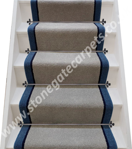 Brintons Carpets Bell Twist Steel, Atlantic Insert & Ionian (1½) Stair Runner (per M)