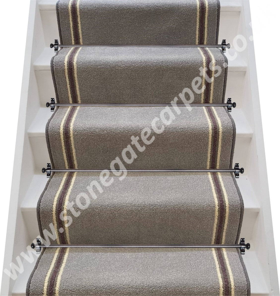 Brintons Carpets Bell Twist Laura Ashley Steel, Grey Humbug, Grape, Humbug & Steel Stair Runner (Per Linear Metre)