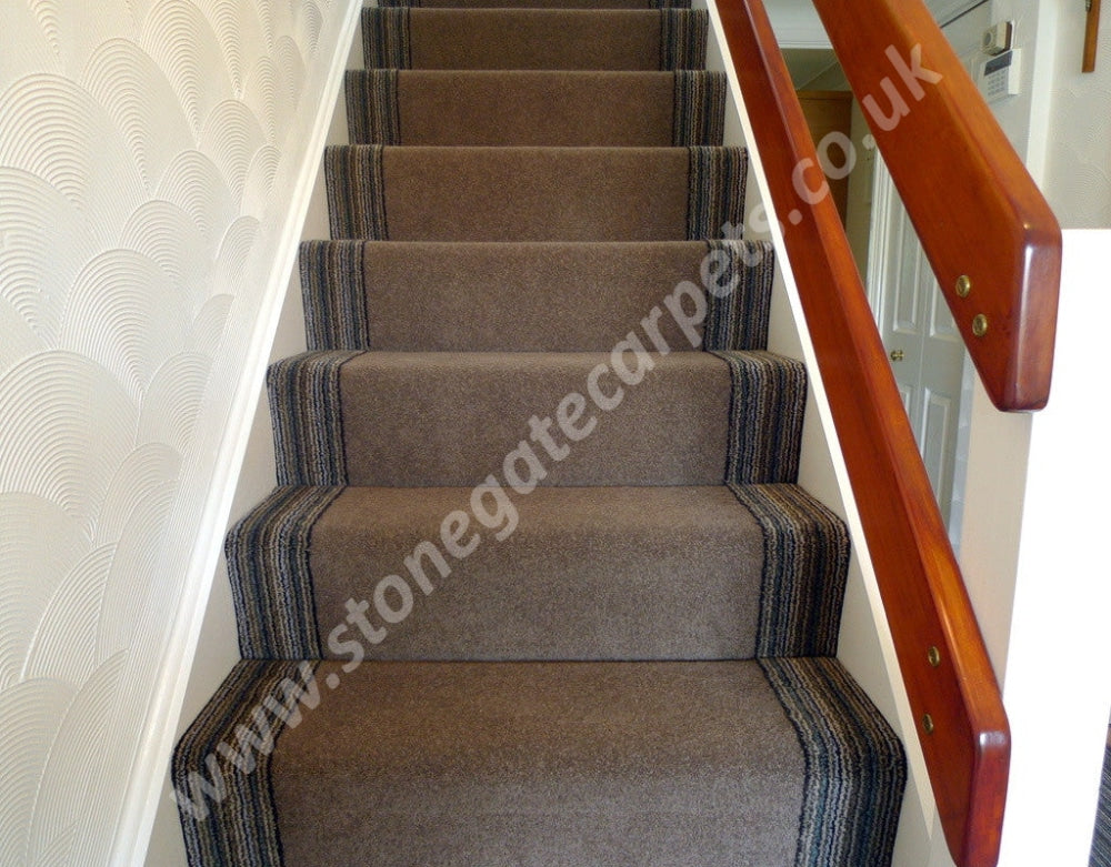 Brintons Carpets Bell Twist Moleskin Pure Living Urban Cord Border Fully Fitted Stair Carpet (per M)