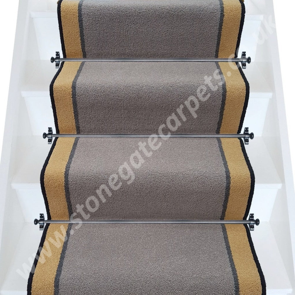Brintons Carpets Bell Twist Pewter Smoke Luxor Gold Stair Runner (Per M)