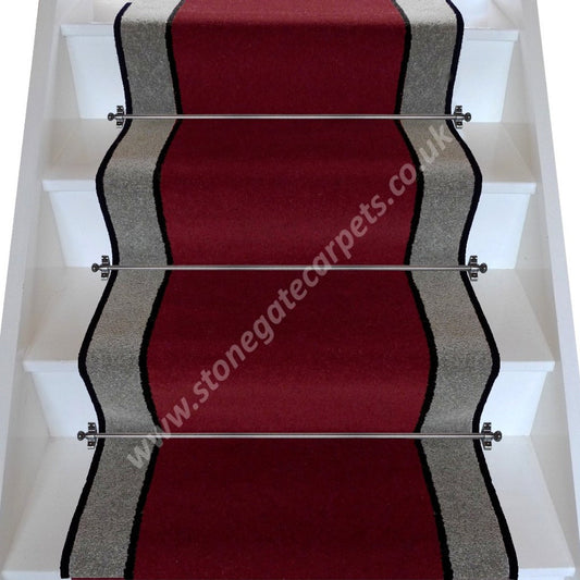 Brintons Carpets Bell Twist Ruby Ebony Pewter Stair Runner (per M)